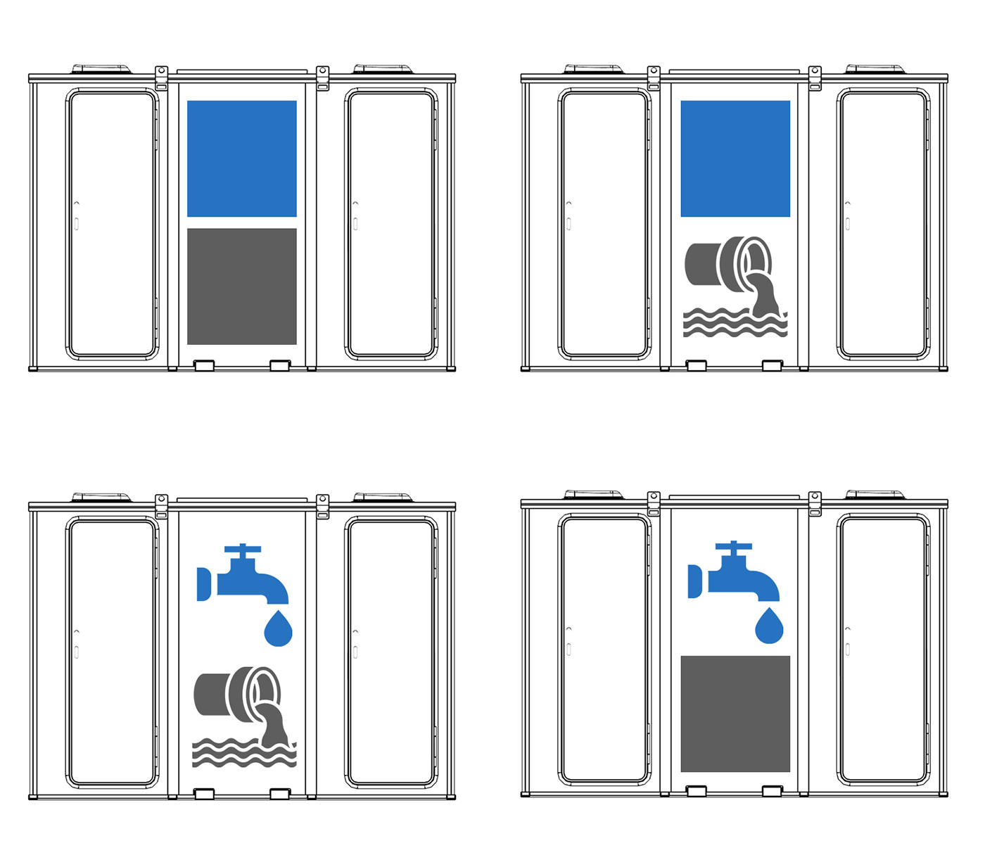 E-BLOCK 2-Unit Portable Restroom - Detail 2
